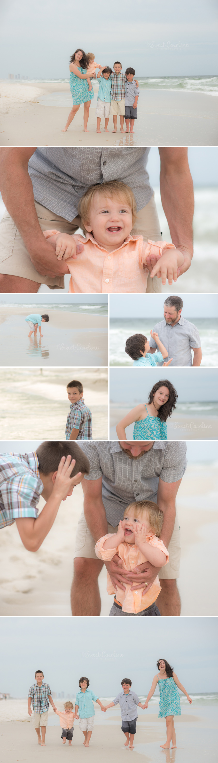 brothers and sister on beach