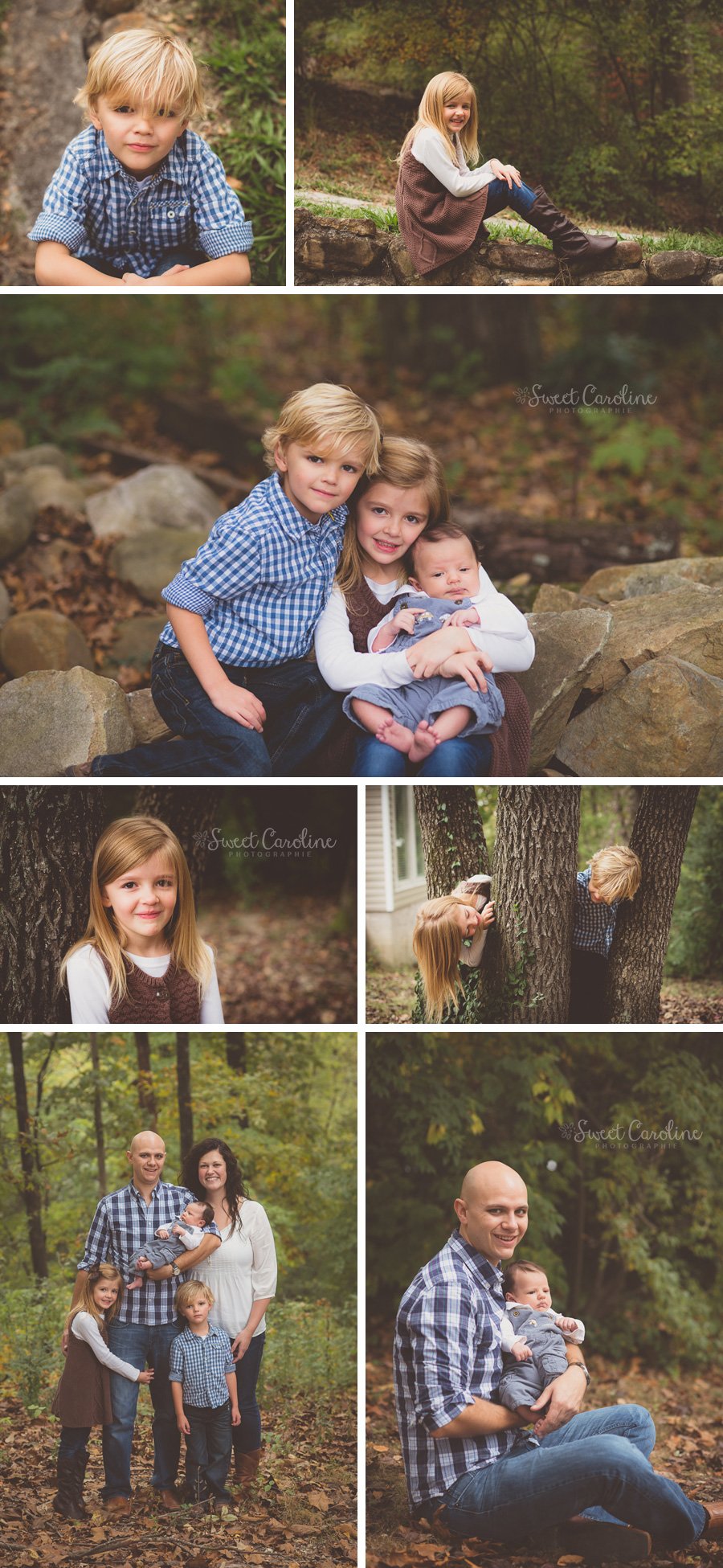newborn with brother and sister outdoor family fall session