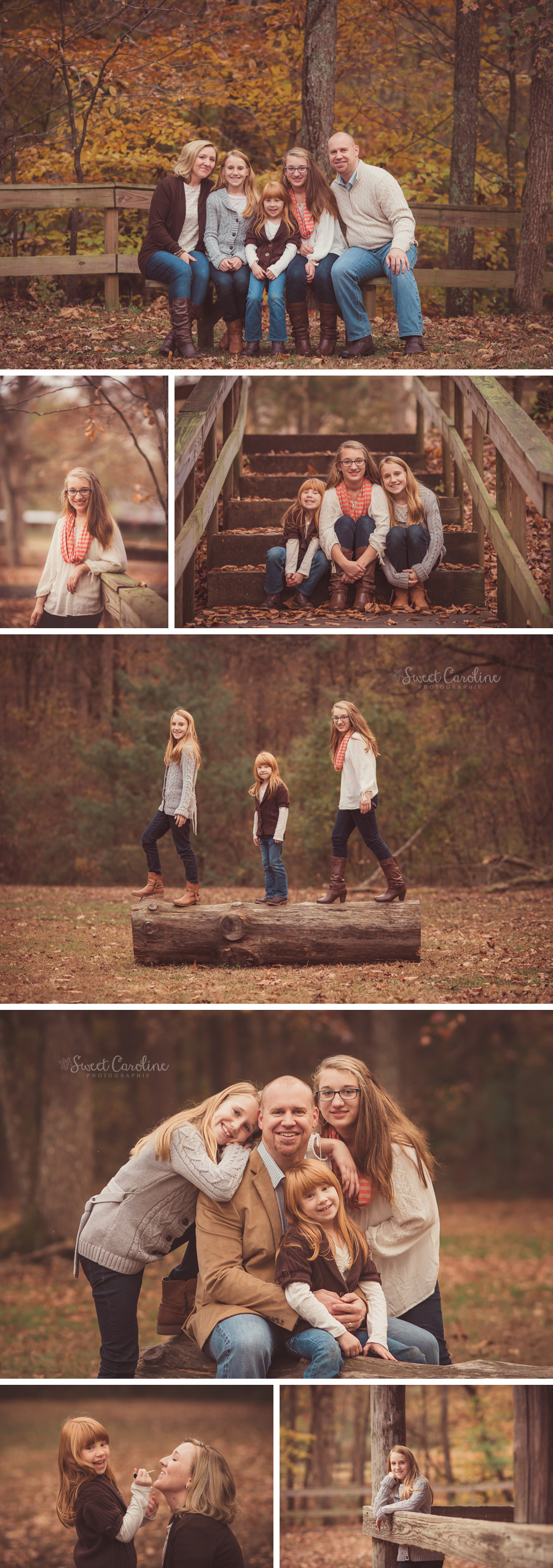 sisters at outdoor park in fall neutral clothing