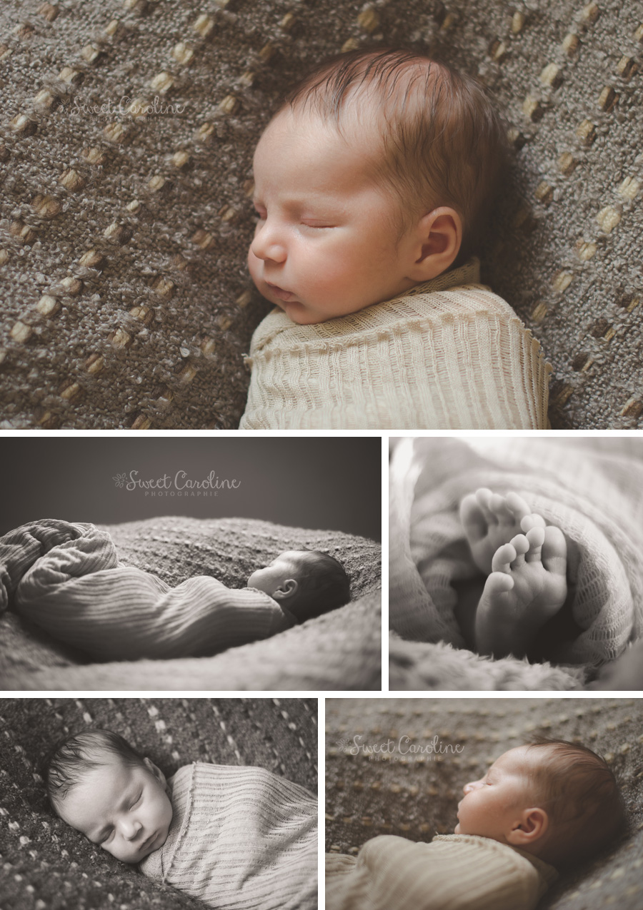 newborn boy in home organic neutral tones