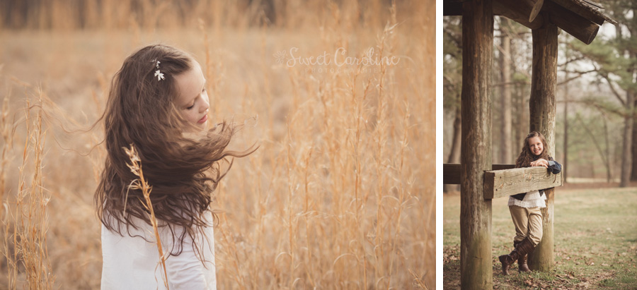 young girl in natural organic outdoor field