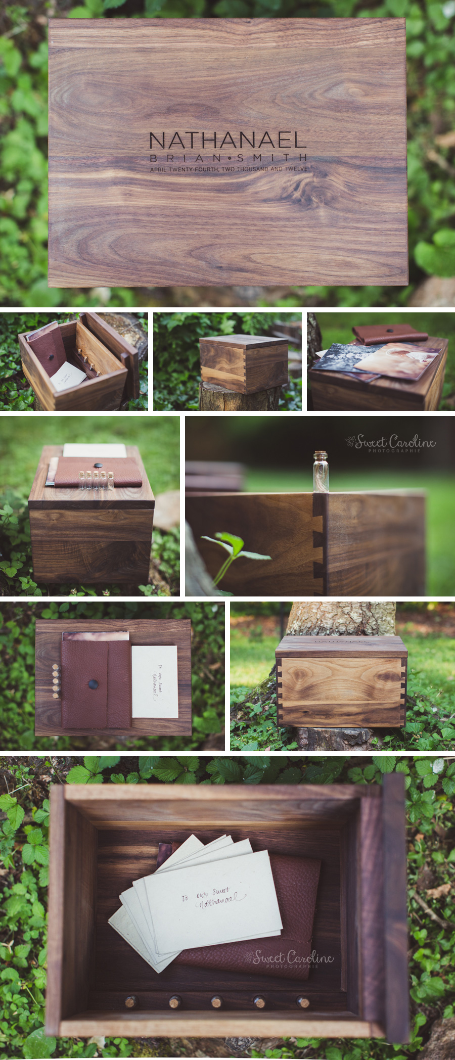 wooden heirloom keepsake box for photographs and mementos