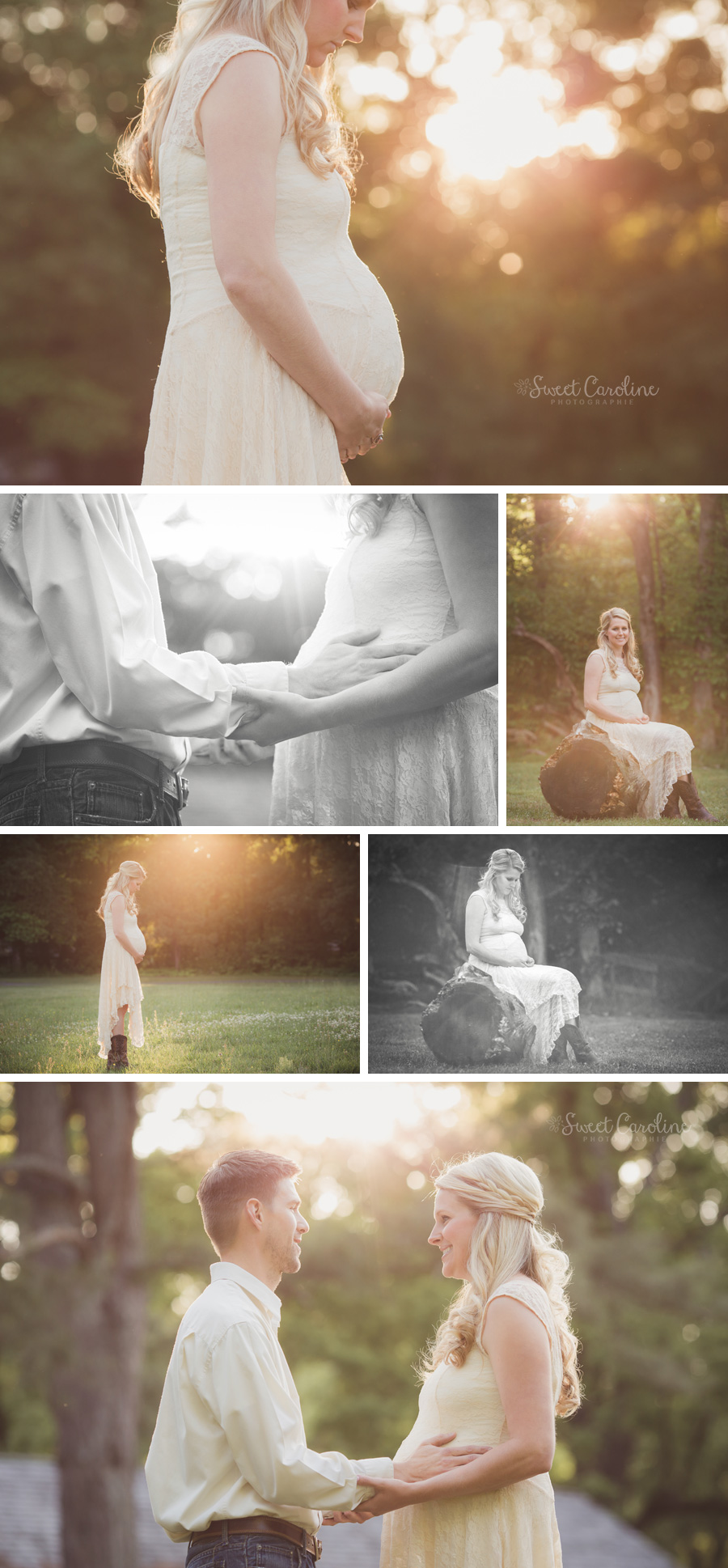 outdoor maternity portraits with sun flare 