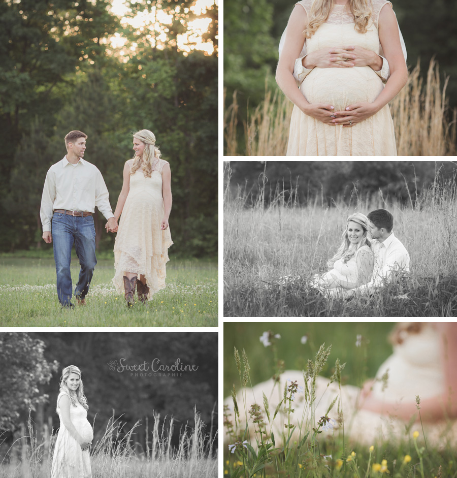 maternity portraits in tall grass and wildflowers