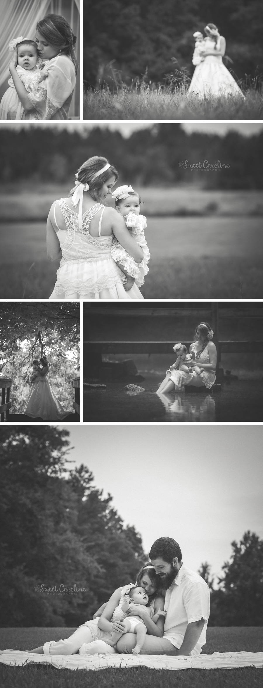 black and white six month baby girl outdoor