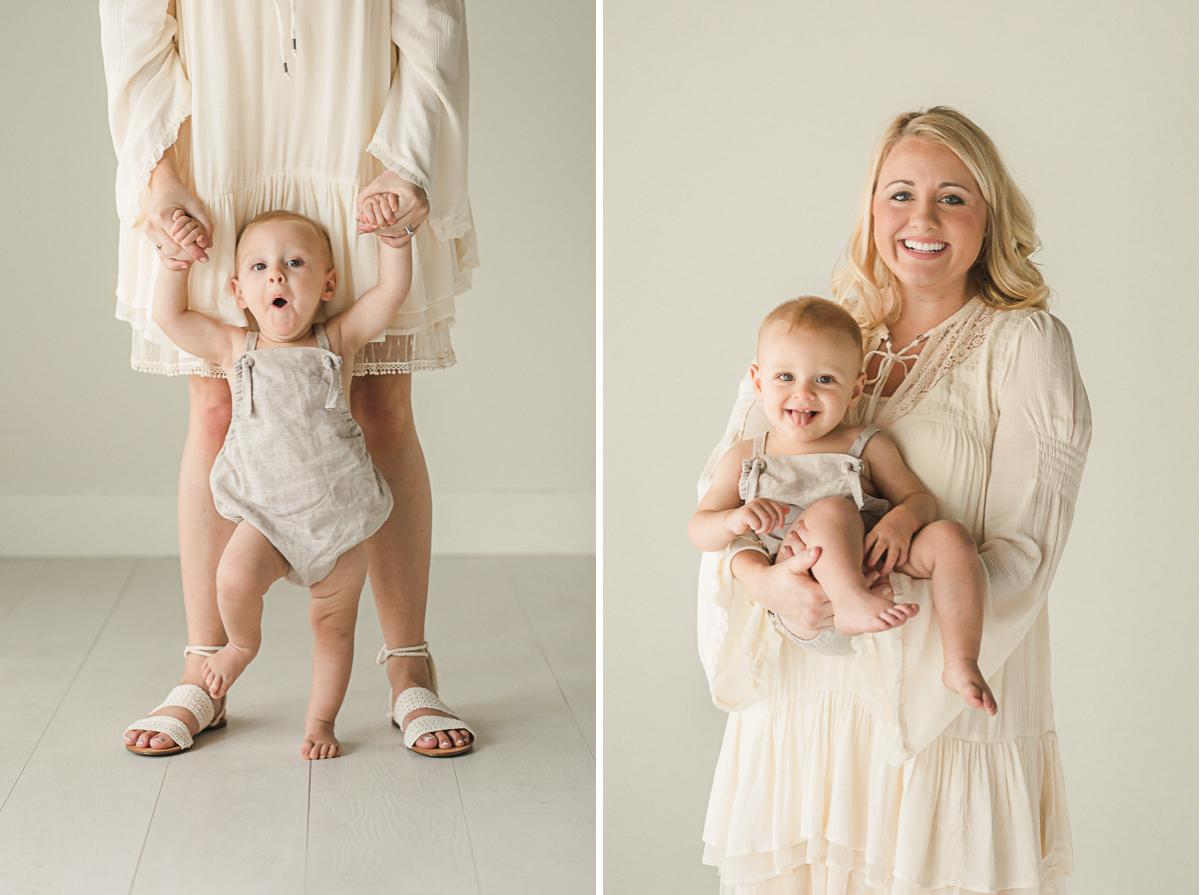 mama and one year baby studio portraits | Sweet Caroline Photographie