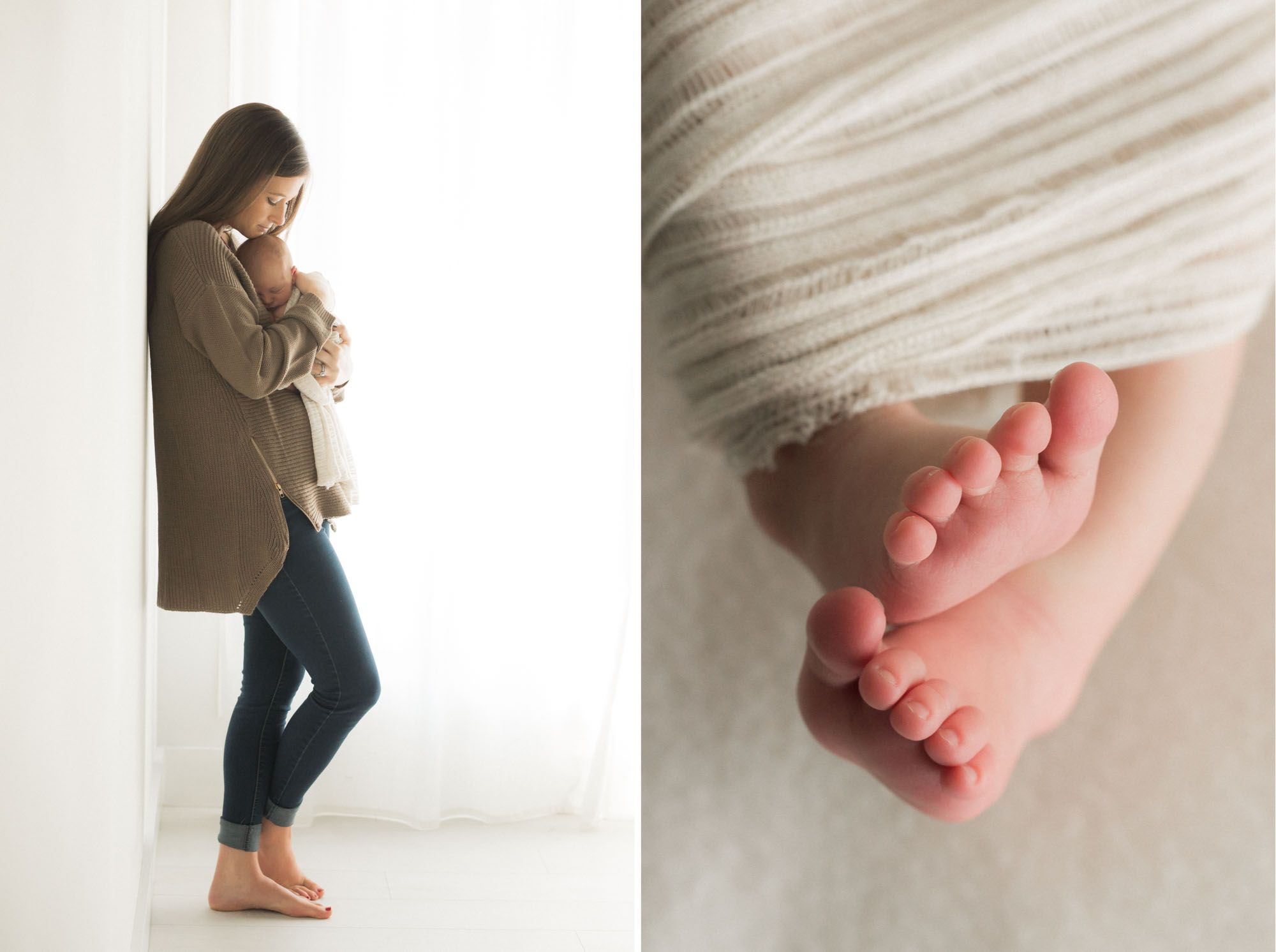 Natural light studio newborn photographs | Sweet Caroline Photographie